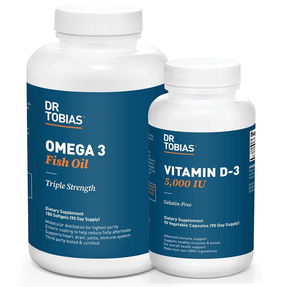 Dr. Tobias Omega 3 Rybí olej a vitamín D-3 podporuje celkové zdraví - 3 měsíční dodávka