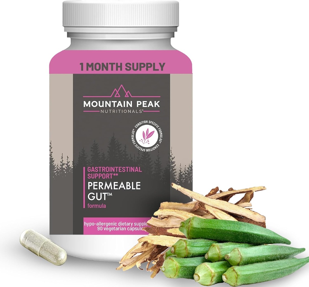 Hory Peak Nutriční Permeable Gut Formule - Pomáhá chránit žaludek a střevní linie - Leaky Gut & Gastro Supplement - Hypoalergenní doplněk stravy (90 Vegetariánské kapsle)