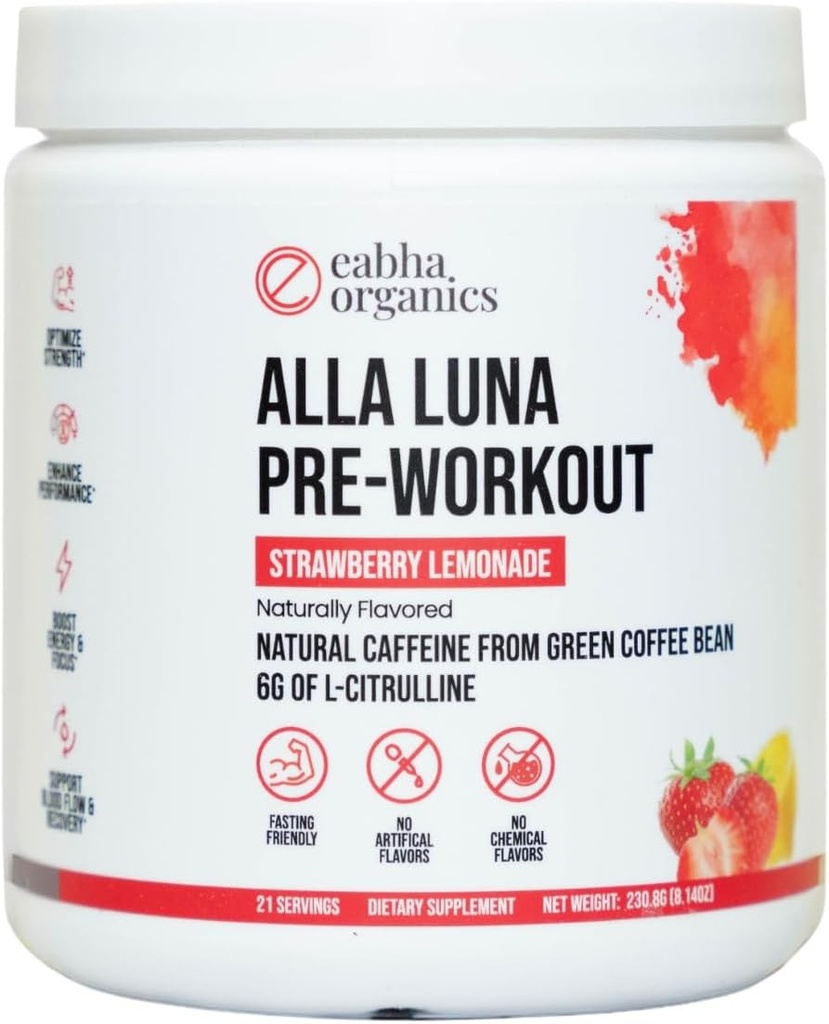 Alla Luna Pre- Cvičení - Strawberry Lemonade - na podporu energie, Focus, a Stamina - Zvýšení krevního toku pro lepší čerpadlo - 21-Day Supply - 1 Scoop per Serving