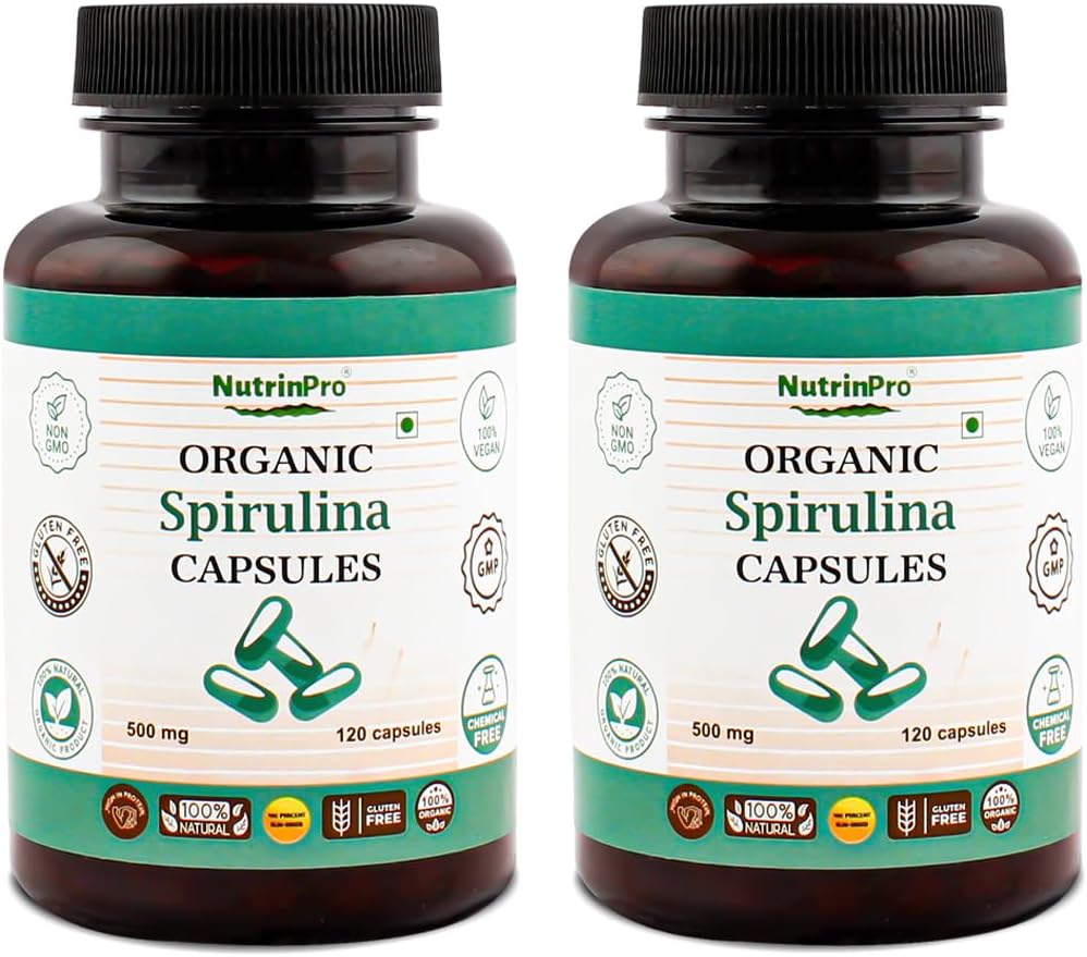USDA Organic Spirulina Kapsle - 100% čistý vegan dodatek, non-GMO, gluten- Free, Chemical- Free, (240)