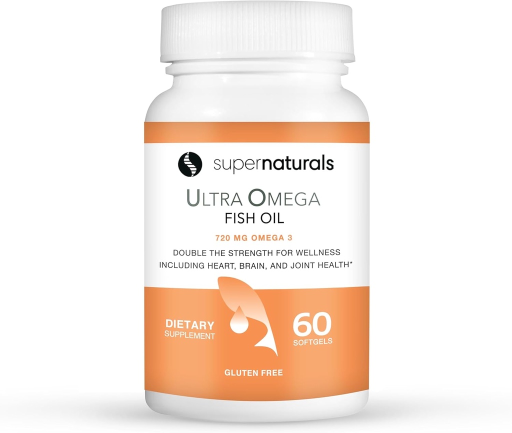 Super Natural Ultra Omega Fish Oil - Omega 3 Fatty- Acids EPA DHA - Podporuje zvýšení funkce mozku, podporuje nervové a oční zdraví 1200mg / 720 Omega- 3-60 Kapsle