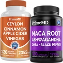 5-in-1 Ceylon Skořice w Apple Cider ocet, Turmeric, & Ginseng Root (120ct) & 6-in-1 Maca Root Ashwagandha w DHEA & Black Pepper Fruit (120ct) Bundle - Energy, Mood, & Imunitation Supplement