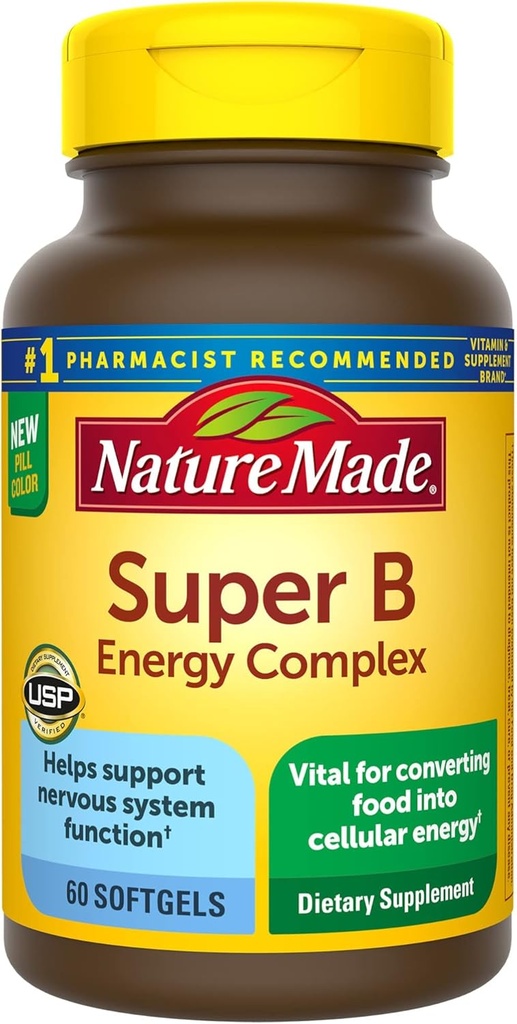 Super B Energy Complex, Dietní dodatek pro podporu funkce mozkových buněk, 60 Softgelss,...