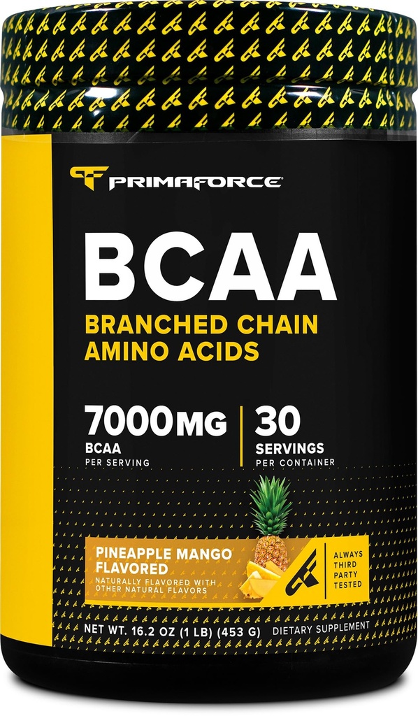Primaforce BCAA Powder (Ananas Mango) (30 Servings) - 7000MG 2: 1: 1 BCAA, Post- Workout Recovery drink s aminokyselin a skutečnou sůl pro muže a ženy