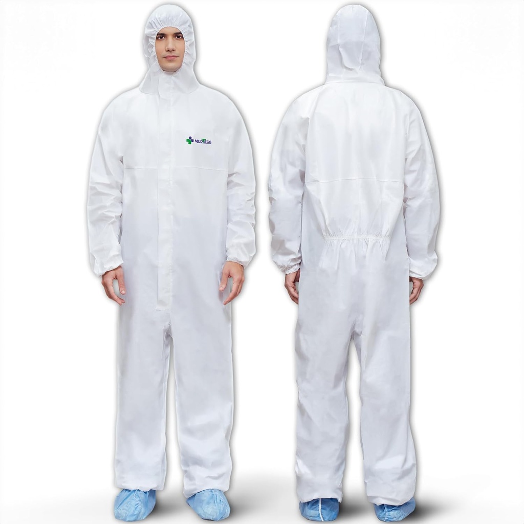 Medtecs Hazmat Suits - 6 velikostí - Jednorázové Coveralls Oblek, Zdravotnická ochrana Coverall PPE Hazmat Suits