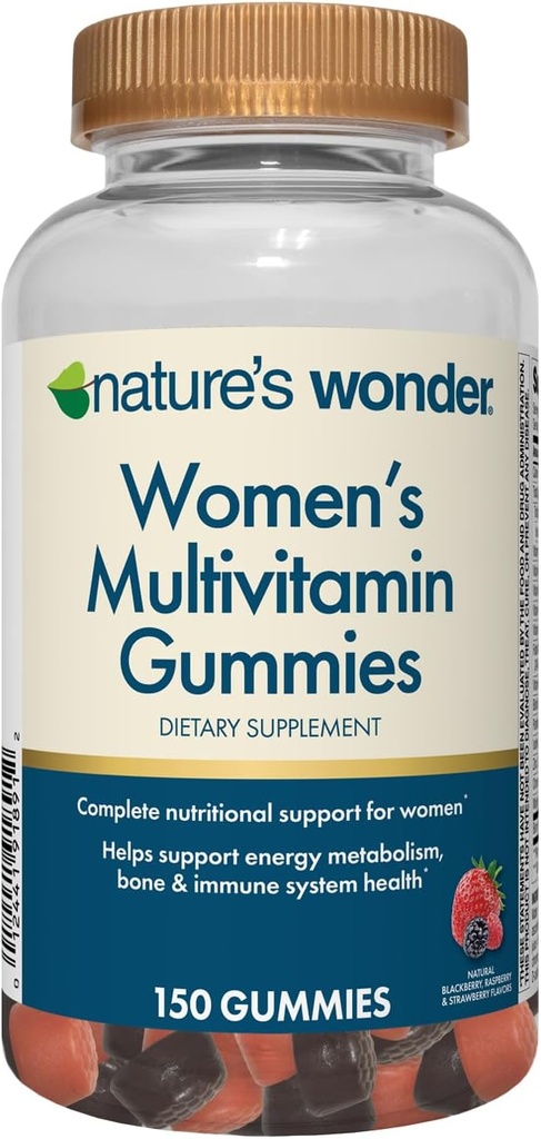 Zázračné dámské multivitaminové žvýkačky, podporuje energii, metabolismus, kosti a imunitní systém zdraví s vitaminy A, C, D, B6, B12, Biotin, kyselina listová, 75 denní zásobování, 150 Počet