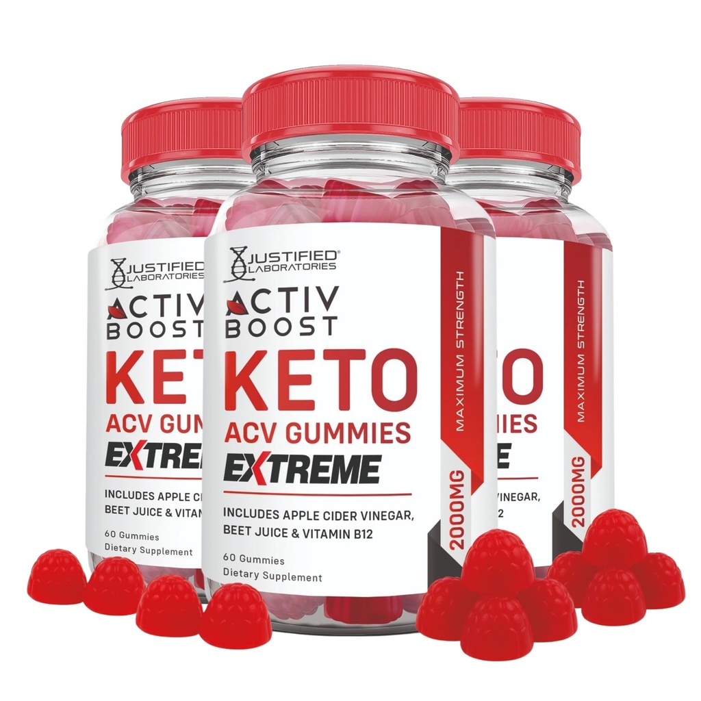 Odůvodněné laboratoře (3 Pack Activoid Keto Acv Gummies Extreme 2000MG Aktivní Boost Vyrobeno s Pomegranate Beet Juice Powder B12 Vegan Non GMO 180 Gummys