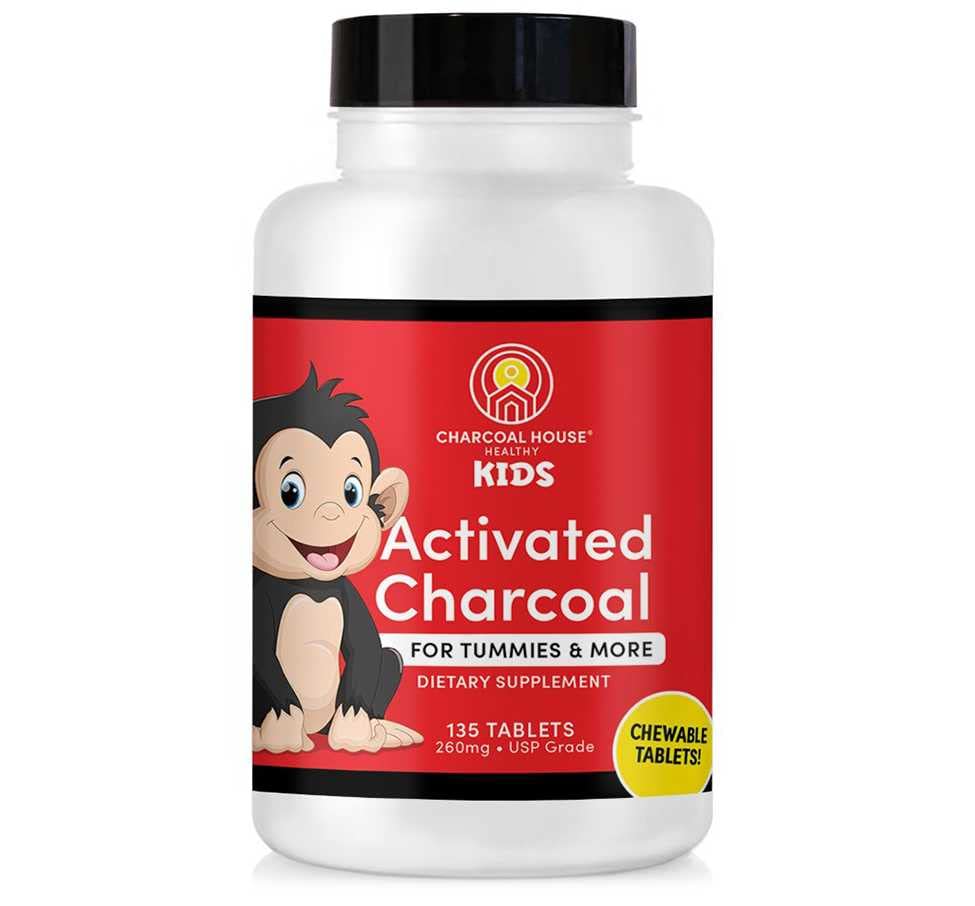 Charcoal House Chewable Activated Charcoal Tablets for Kids OF 124; Natural, Vegan, Non-GMO & Gluten Free OF 124; for Teeth, Stomach, Gas & Nausea OF 124; USP Food Grade OF 124; 135 ct.