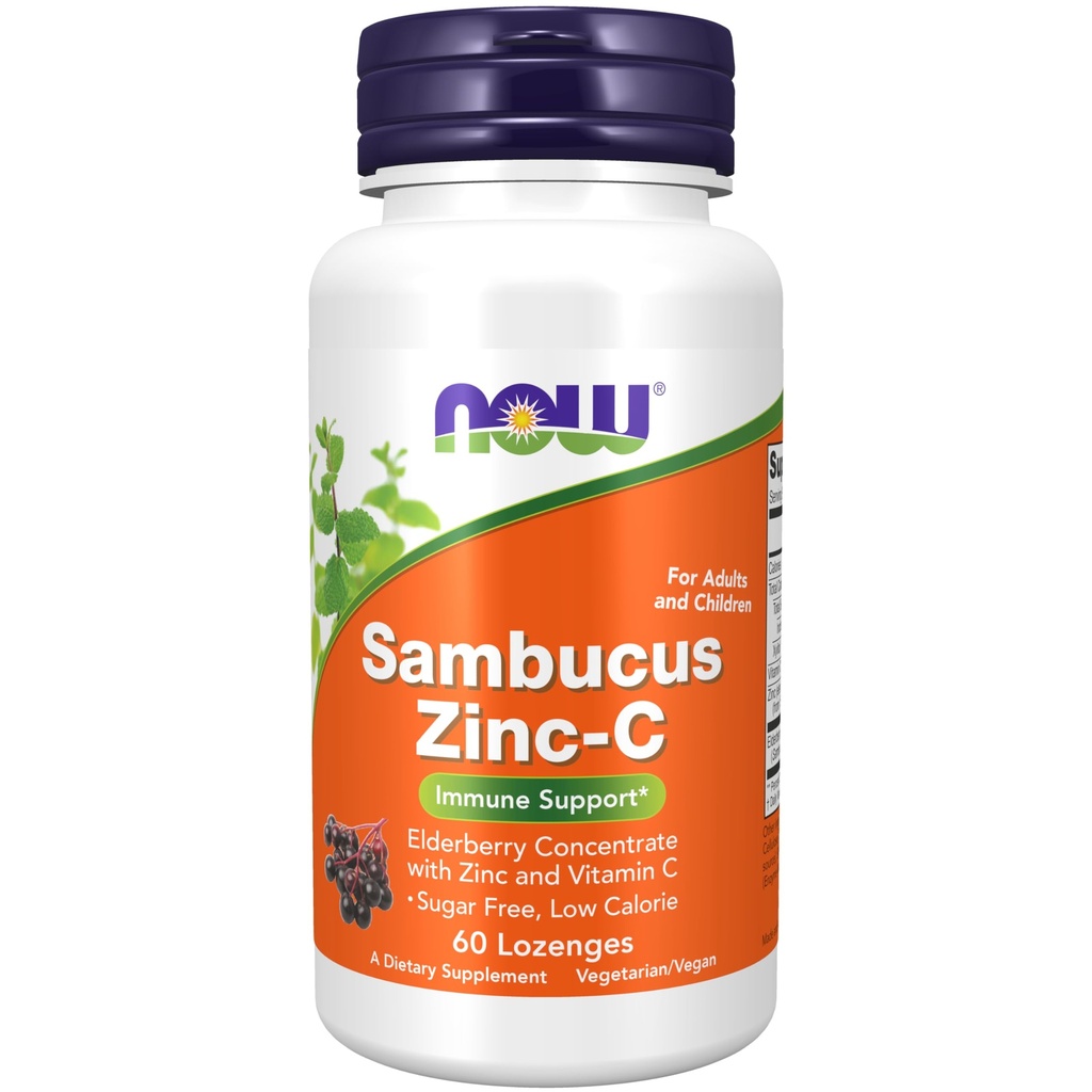 Nyní Potraviny doplňky, Sambucus Zinc-C s Elderberry koncentrát a vitamín C, 60 Lozenges