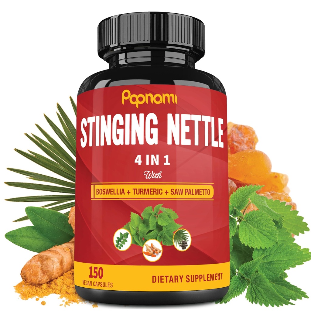 Kapsle pro extrakci žihadla - 4in1 Kombinovaná s boswellií, turmerickou & saw palmettovou - 150 Počítá se na 5 měsíců - Podporuje společné, Body Management, Kůže, Vlasy & imunita