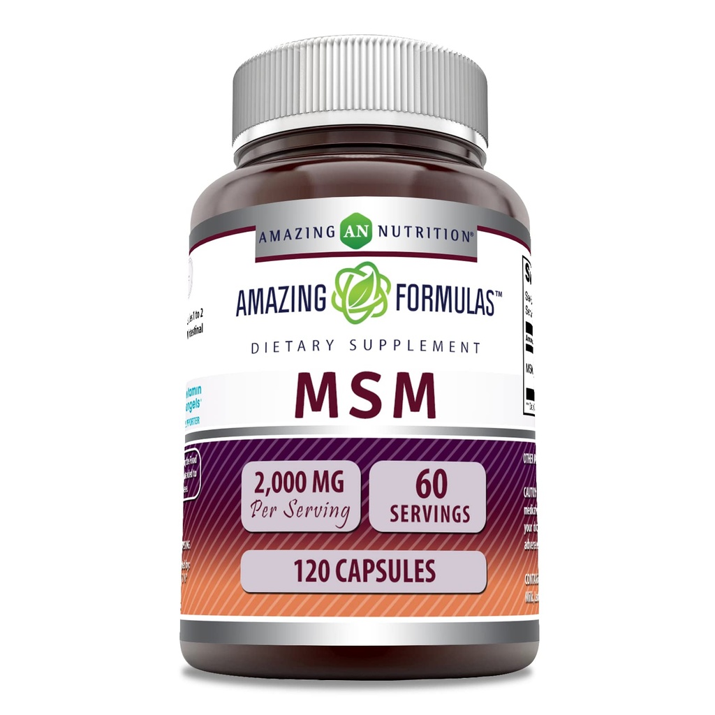 Amazing Applicas MSM (Methylsulfonylmethan) Dodatek 124; 2000 Mg per Serving Applications 124; 120 Kapsle 124; Non- GMO Application 124; Gluten- Free Application 124; Made in USA