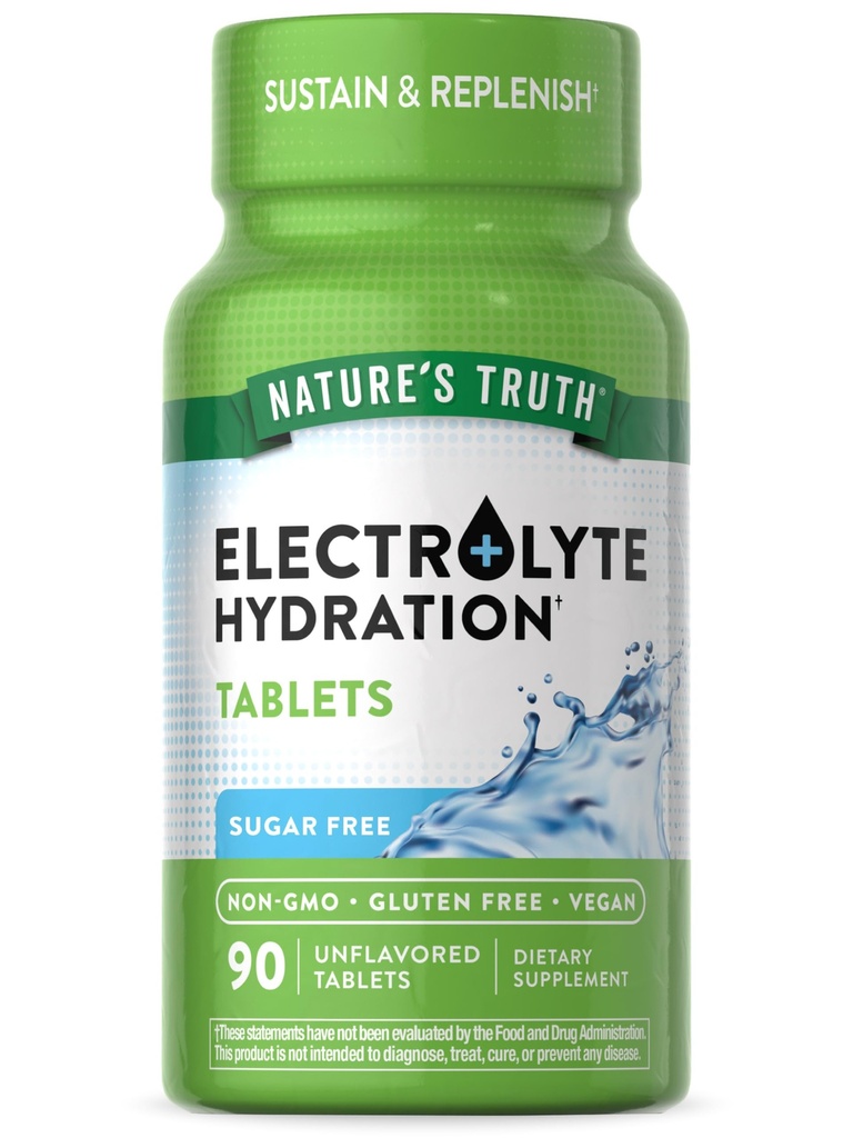 Nature 's Truth Electrolyte Tablets S124; No Sugar S124; 90 Count S124; Vegan, Non-GMO & gluten Free Hydration Dodatek S124; S minerály