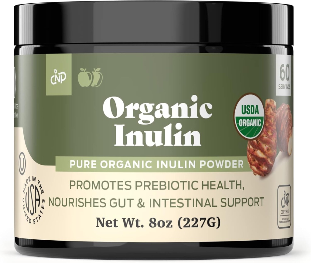 Čistý organický inulin prášek Vlákna Dodatek - (Jerusalem Artichoke) Prebiotický Bulk Inulin Vlákna Prášek 8oz Digestion & Gut zdraví