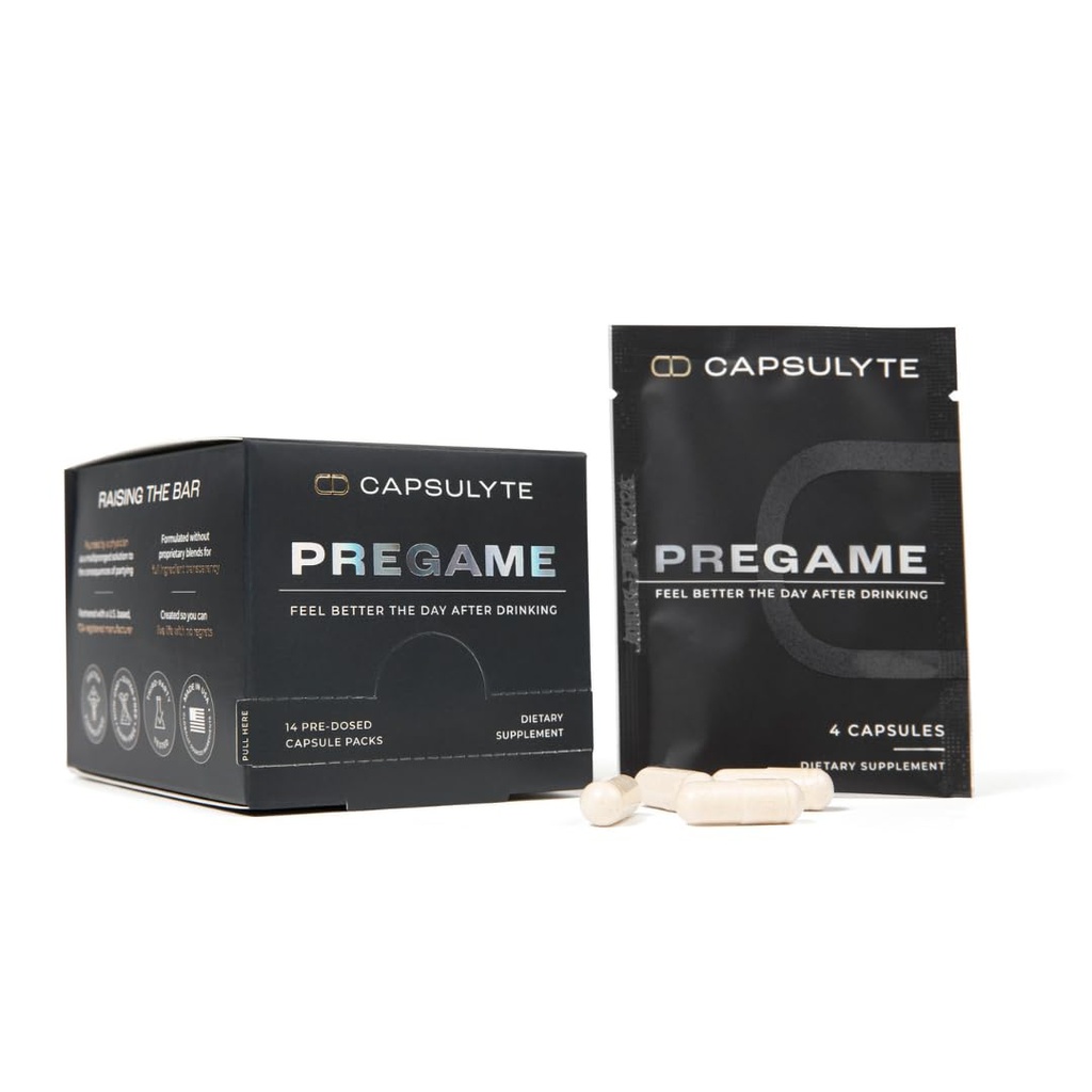 Pregame CLAS124; Prevent Feelful After Pitím 124; Alkohol Aid and health Health CLAS124; Doctor CLASSUM124; DHM, N-Acetyl Cysteine NAC, Milk Thistle CLAS124; Box of 14 Packets (56 Kapsle)