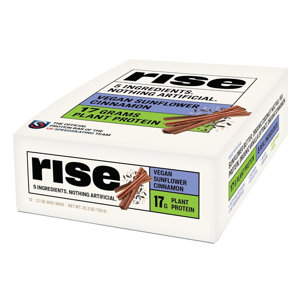Rise Pea Protein Bar - Vegan slunečnice Skořice 124; Snídaně Bar & Protein Snack 17g Protein Jen 5 Celé potraviny ingredience Non- GMO gluten- zdarma Soy zdarma