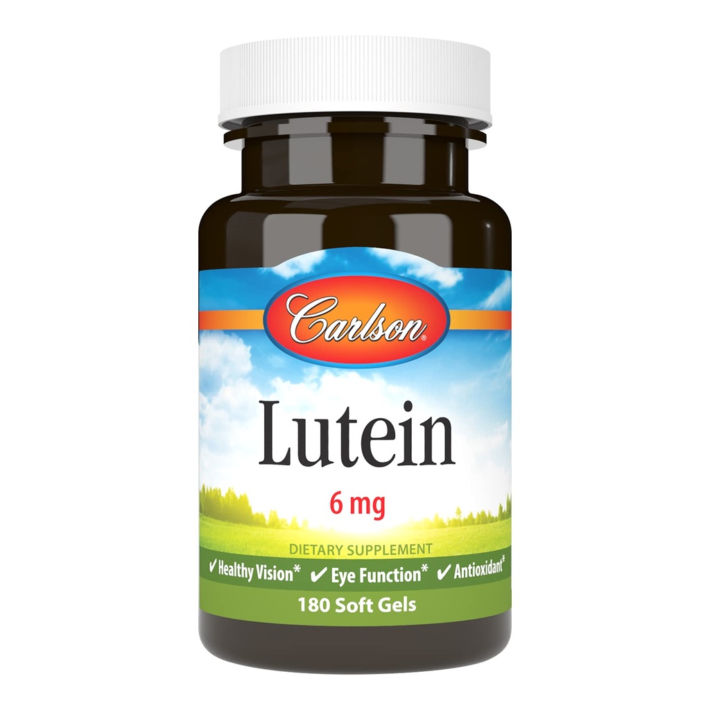 Carlson Lutein 6 mg, Vision Support & Eye Health Supplement, Antioxidant Formule s Zeaxanthin, 180 Softgels