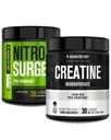 Jacked Factory NITROSURGE Pre Workout dodatek (Grape, 30 Servings) & Creatin Monohydrát prášek (Neochucené, 30 Servings)