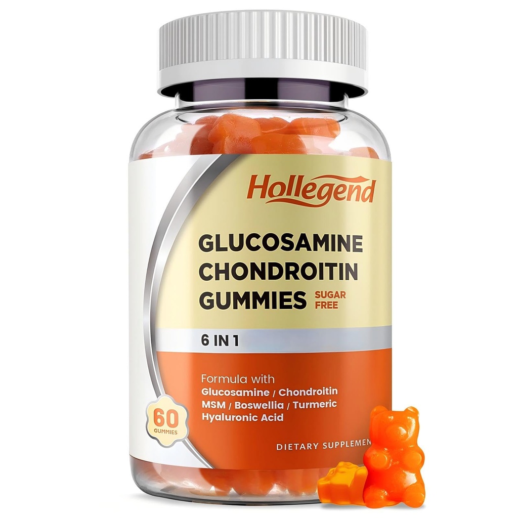 Glucosamine Chondroitin Gummies Sugar Free, Gummies doplňky pro dospělé muže a ženy, 60 Počet