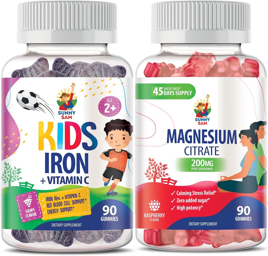 Magnesiové gumy pro dospělé a železné gumy pro děti a dospělé - Železné vitaminy s vitaminem C.