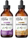 Wild & Organic Milk Thistle Tincture 4 fl oz & Lion 's Mane Tincture 4 fl oz