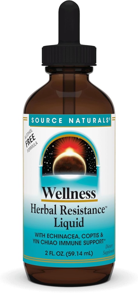 Zdroj Naturals Wellness Bylinný odpor Liquid s Echinacea, Coptis, a Yin Chiao, Imunitní podpora * - Alkohol zdarma - 2 OZ