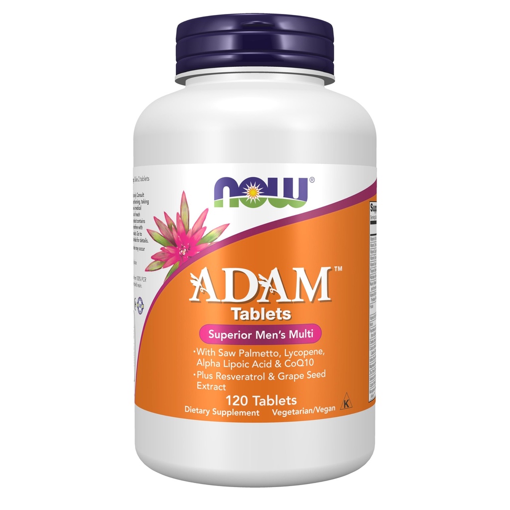 Nyní Potraviny doplňky, ADAM ™ Men 's Multivitamin se Saw Palmetto, Lycopen, Alpha Lipoic Acid a CoQ10, Plus přírodní Resveratrol & Grape Seed Extract, 120 Tablety