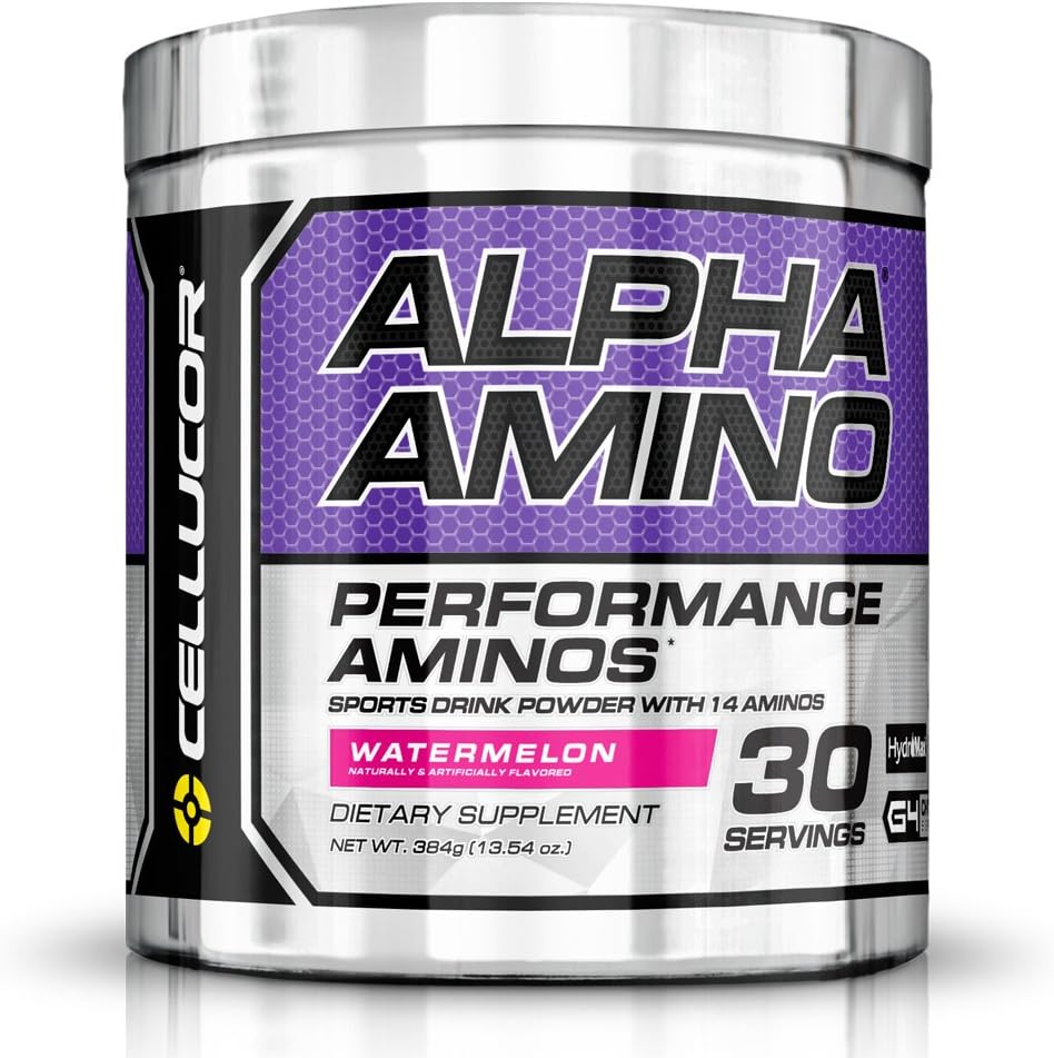 Celucor Alpha Amino EAA & BCAA Powder 124; Esenciální aminokyseliny s rozvětveným řetězcem + elektrolyty 124; Melouny vodní 124; 30 Služeb