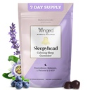 Winged Wellness Sleepyhead Natural Sleep Gummies for Women - Podpora spánku pro dospělé s 3mg melatoninu, L-Theanine, 5-HTP - Přírodní Gummy dodatek - Blueberry Lavender, 14 Veganské gumy