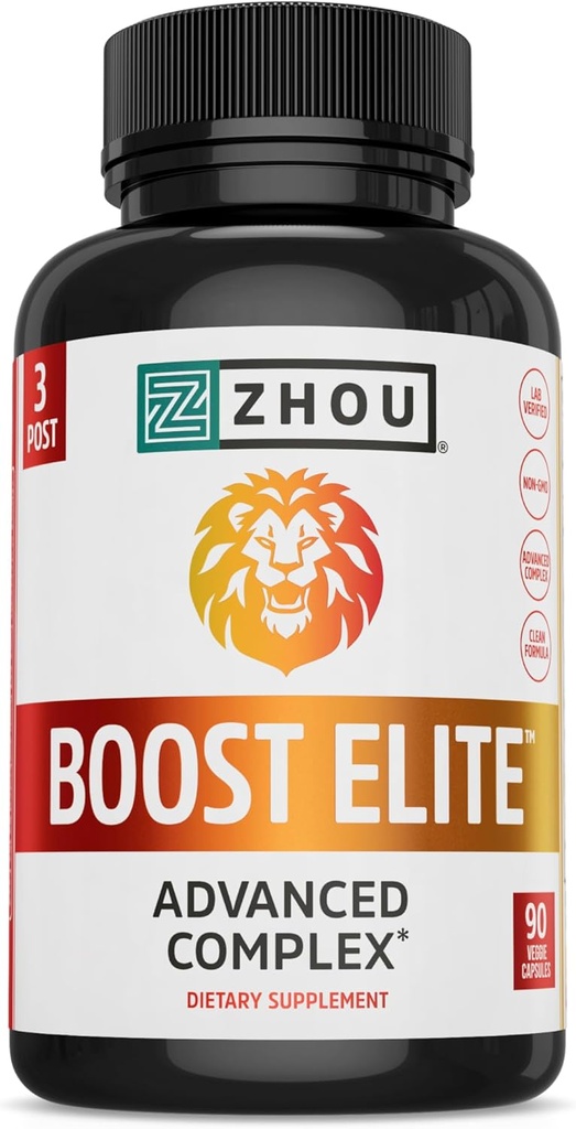 Zhou Boost Elite - Energetický dodatek, Přírodní Muscle Support pilulky pro muže s Tribulus, Fenugreek, ženšen, a Maca - 90 Veggie Kapsle