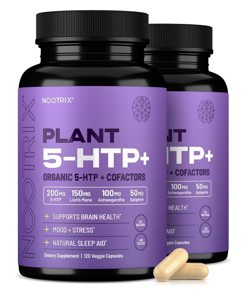 Nootrix Organic Plant 5 HTP + Doplněk 124; Podporuje paměť, duševní soustředění, kognitivní zdraví a energie 124; Podporuje zdravé mood & mozková funkce 124; Vitamin B6 & L Theanine 124; 240 Kapsle
