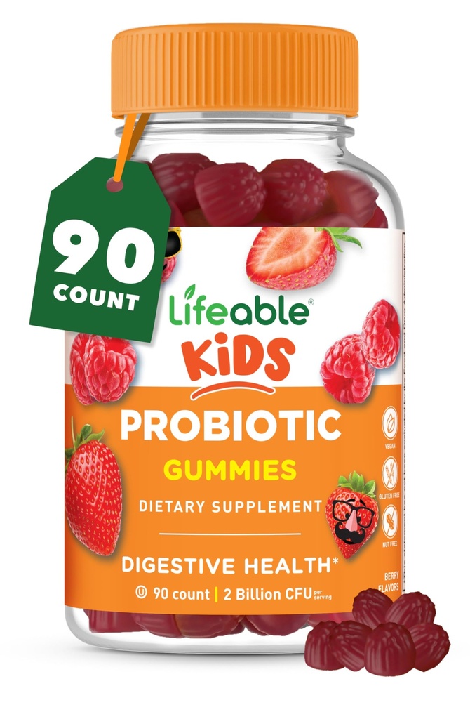 Děti Probiotika Gummies CFU 124; 2 miliardy CFU 124; skvělé Ochutnávající děti Probiotické Gummies CF124; pro Gut zdraví, stravovací podpora, a imunitní podpora CF124; 90 Probiotické Gummies pro děti a Toddlers CF124; Živé
