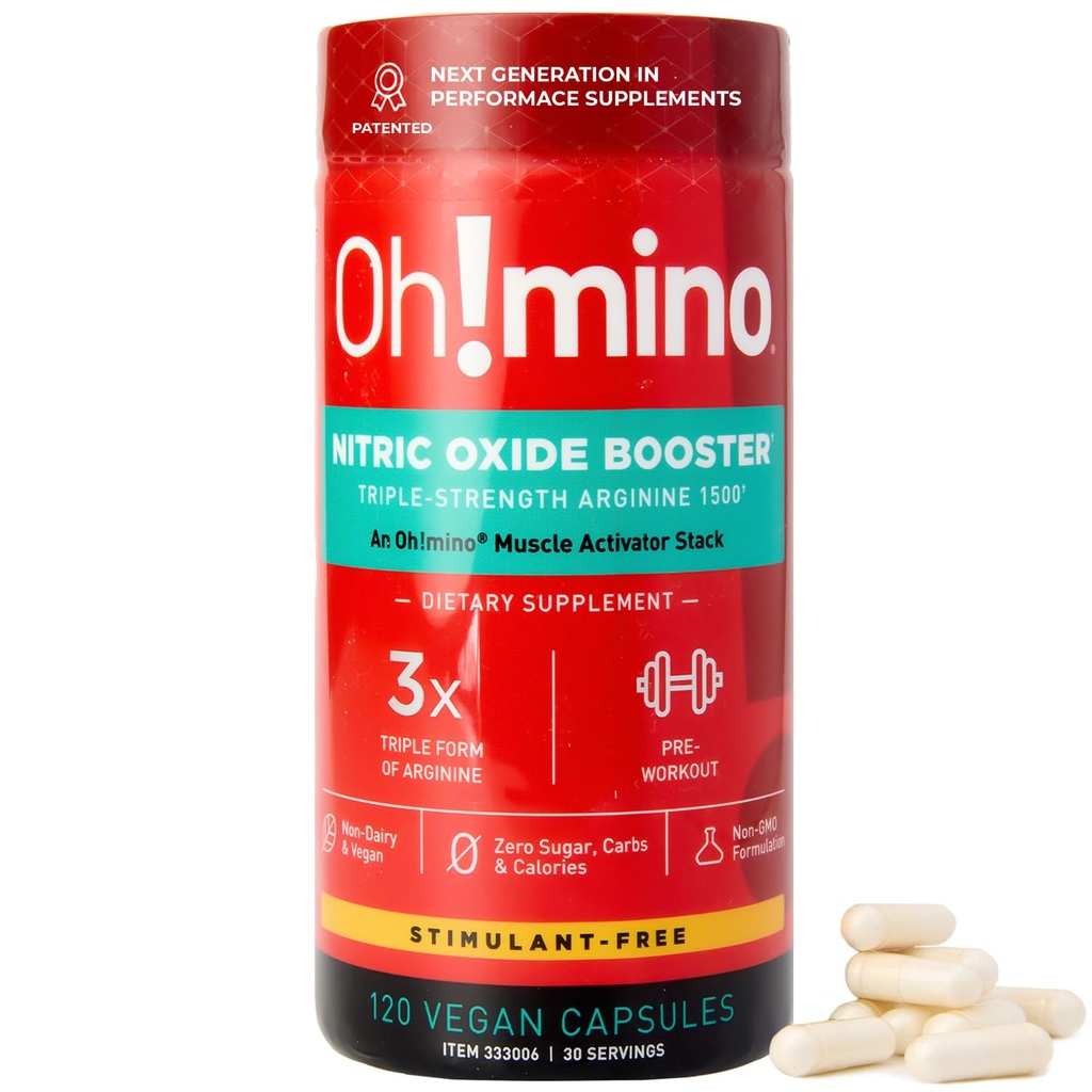 Mino L- Arginine Nitric Oxide Supplement - Doplněk pro krevní tok, Nitric Oxide Booster w / Beetroot Powder for Energy, Focus, Endurance, Muscle Building - Pre & Post Workout (120- Počet, 30 Služeb)