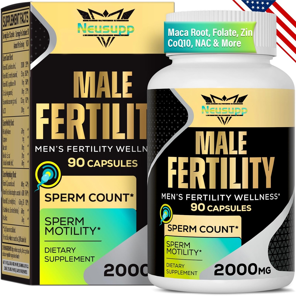 Doplněk plodnosti pro muže, mužský doplněk plodnosti - Optimální počet spermií, motilita a síla, 2000MG Mens Prenatal Vitaminy s CoQ10 Maca Root, Zin, NAC & Folát pro početí - 90 Kapsle