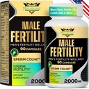 Doplněk plodnosti pro muže, mužský doplněk plodnosti - Optimální počet spermií, motilita a síla, 2000MG Mens Prenatal Vitaminy s CoQ10 Maca Root, Zin, NAC & Folát pro početí - 90 Kapsle