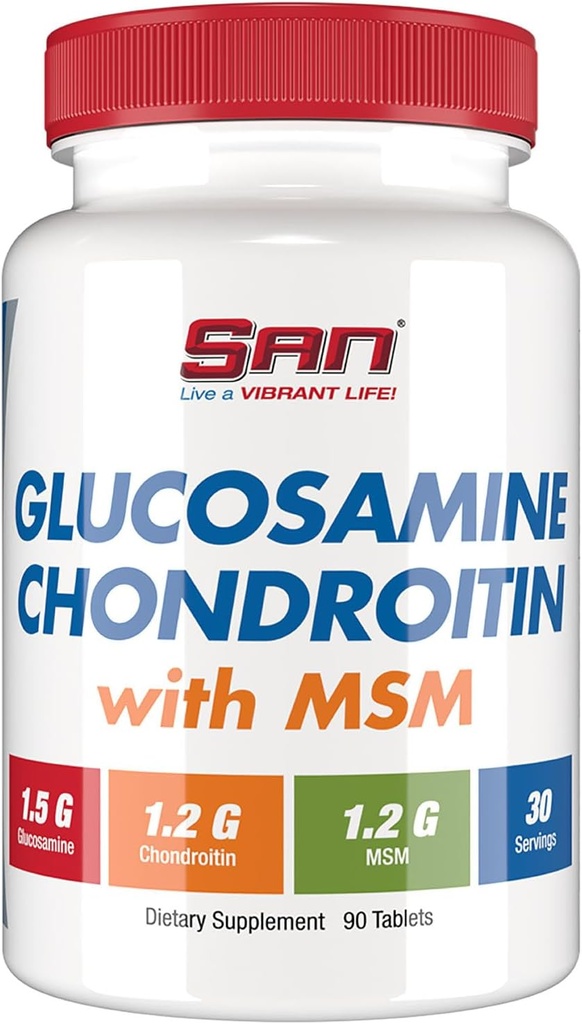 SAN Premium Glucosamine Chondroitin s komplexem MSM pro společnou podporu - přírodní vzorec pro zdravé klouby a mobilitu. 30 Služeb