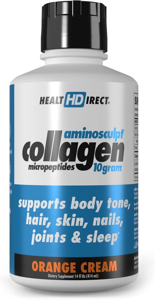 ZDRAVÍ DIRECT - AminoSculpt Liquid Collagen Micropeptides - 14 FL Oz - 14 Servings - 10 gramů Premium Medical- Stupeň Liquid Collagen pro ženy - Orange Cream