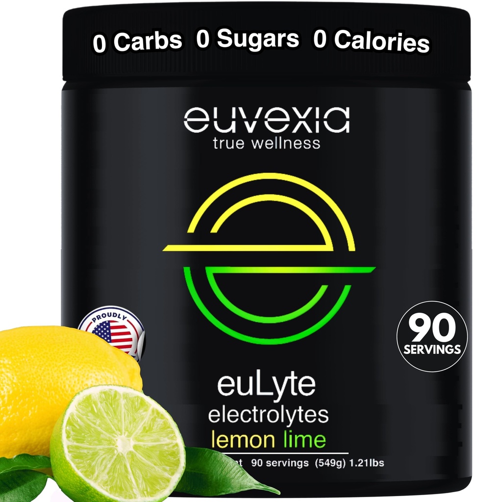 Dr. Ekberg euLyte Instant Hydration Electrolytes Powder Zero Sugar Carb Calorie Lemon Lime Drink Mix • 80 + Minerály Magnesium Draslík Stopy Minerály • Sladit Keto Stevia • 90 Služební