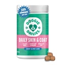 Doggie Dailies kůže & coat Supplement Support, Lososový olej pro psy Kůže a kabát s kolagen, Omega 3, Krill Oil, Biotin, Kokosový olej pro psy (Losos) 225 Soft Chews