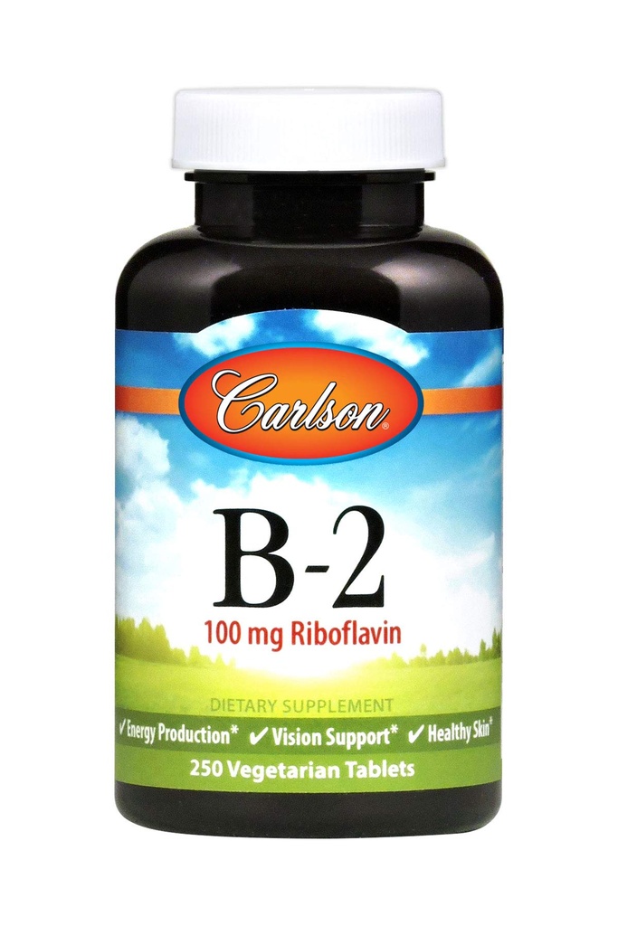 Carlson - B-2, 100 mg Riboflavin, Energy Production, Vision Support & Health Skin, 250 Vegetariánských tablet