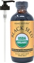 PRIME NATURAL Organic Black Seed Oil 8oz Oil 124; Cold Pressed Unrafinated High Thymoquinone 1.7% USDA Certified Oil 124; Turkian Origin Potent Pure Nigella Sativa Liquid Oil 124; Vegan Omega 3 6 9, Antioxidant