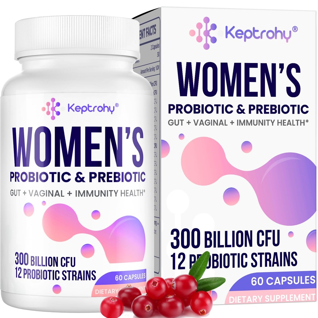 Vaginální probiotika pro ženy - 300 miliard CFU 12 Strany Probiotika s Prebiotický, Organic Cranberry Extract Denní Ženský probiotika pro Vaginální, Močové, Digestivní, Gut, Imunitní zdraví, 60 Kapsle