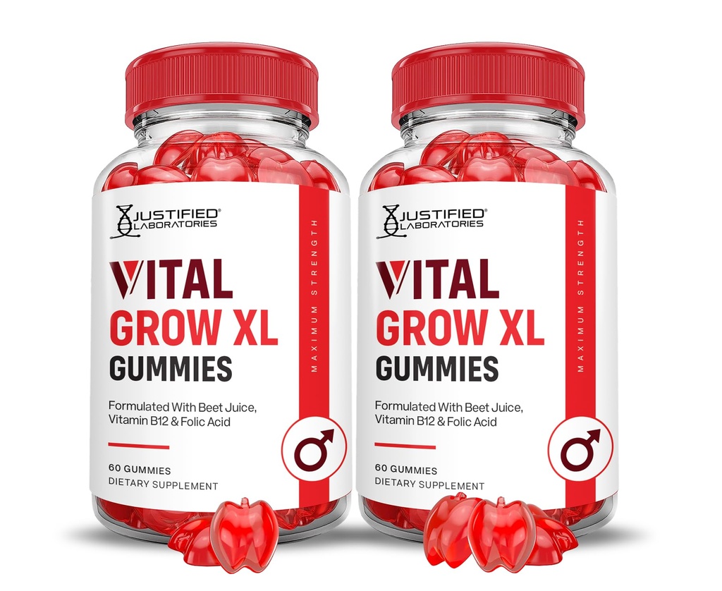 Odůvodněné laboratoře (2 balení Vital Grow XL Performance Gummies 1000MG Advanced Formule s ACV Pomegranate Beet Juice Powder B12 Vegan Non GMO 120 Gummys