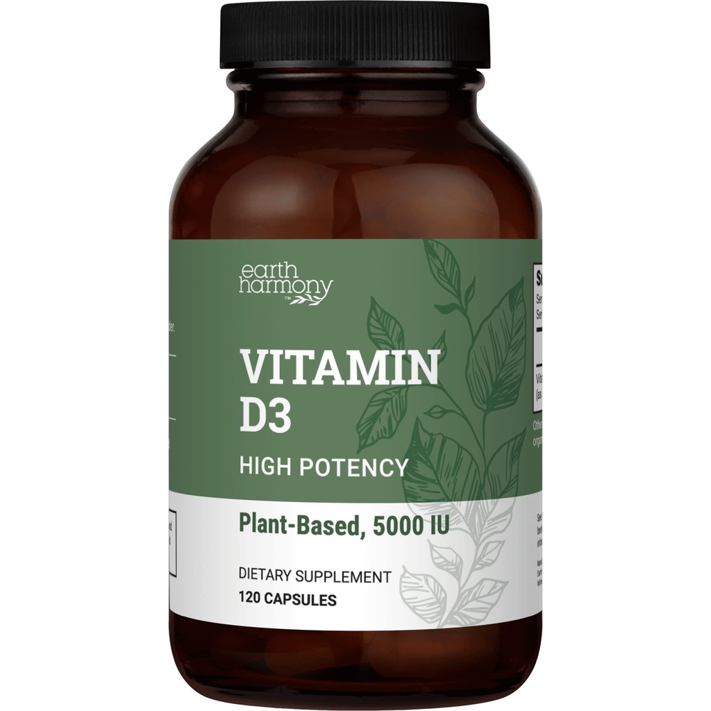 Veganský vitamin D3 5000 iu dodatek - Čisté, vysoce potentní doplňky pro imunitní zdraví a silnou podporu kostí - Vitamin D 5000 iu - 120 Kapsle, 4- měsíční dodávky