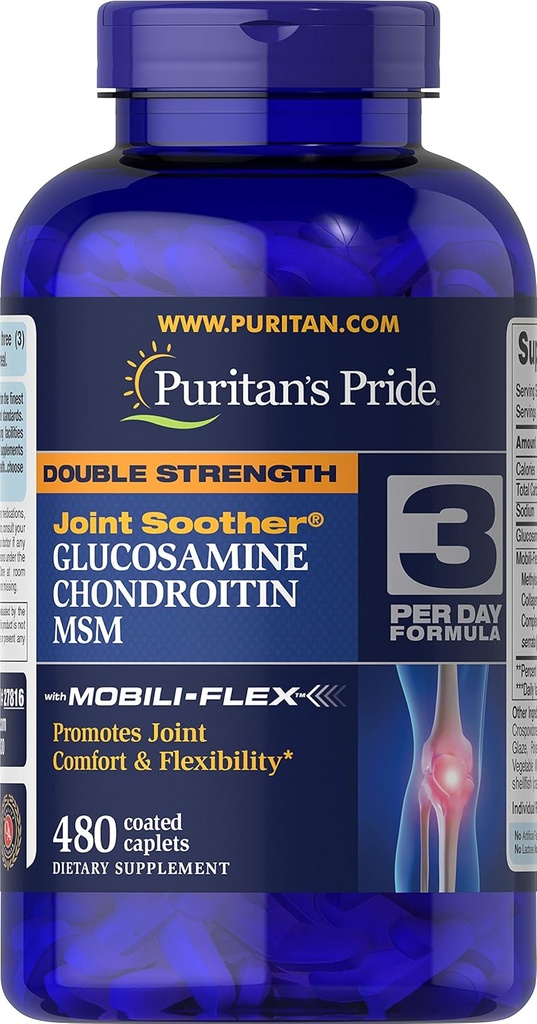 Puritan 's Pride Glucosamine, Chondroitin & MSM Kapsle, 3 per Day Formule