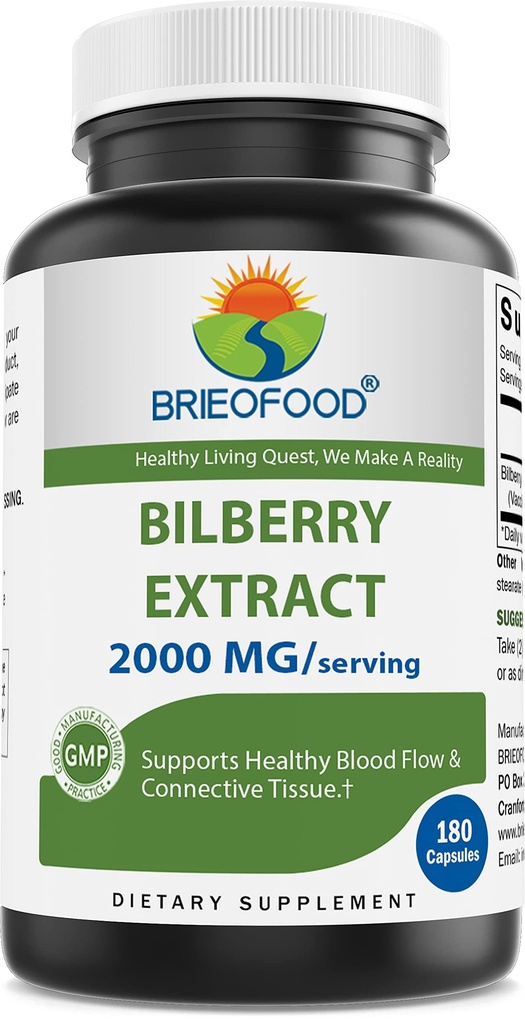 Brieofood Bilberry Extract 2000 mg / Serving 180 Kapsle