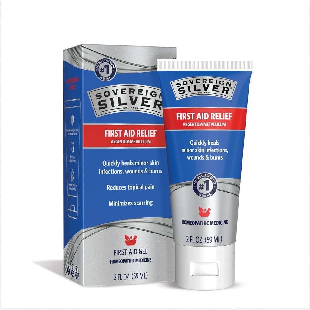 Sovereign Silver First Aid Gel - Argentum Metallicum Gel Wound Care Support, Topical Skin Care for Minor Skin Irritations with Complient Pump - 2 fl oz (59 ml)