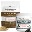 Pravé houby Lions Mane Powder for humans (60g) & Houbová imunitní žvýkačka (60ct) - Bundle for Cognition & Imunity - Ashwagandha, Astragalus & More - Vegan, Non- GMO, Gluten- Free, Grain- Free