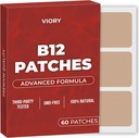 VIORY B12 Záplaty (balení po 60) - 100% přírodní Patch pro ženy a muže - Firming, Energie, Focus & Body Support - Vylepšený vzorec
