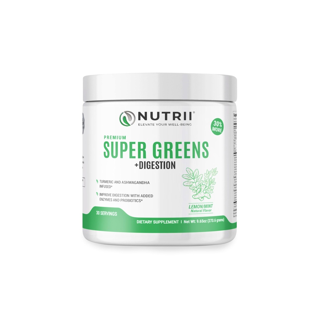 Organic Green Imunity Superfood Powder - uklidní trávení, zvyšuje zdravou vitalitu a energii. Rychlé hraní Formule s probiotika, enzymy, kurkuma a Ashwagandha (30 Servings Lemon- Mint)