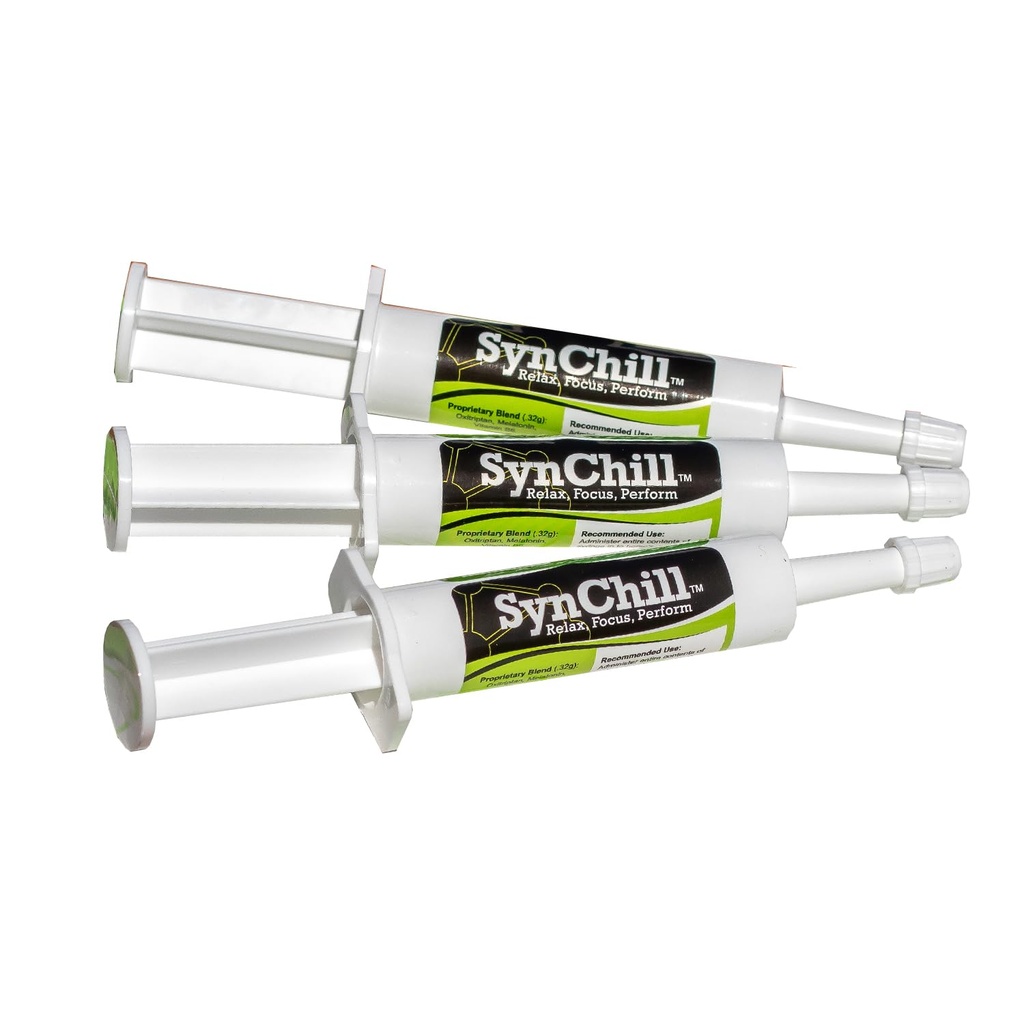 SynChill Oral Calming Gel, 100% přírodní a výživový dodatek, výsledky laboratorních testů, určené pro zaměření a výkon, schválené olympijskými profesionály a veterináři, Made in USA - 3-Pack